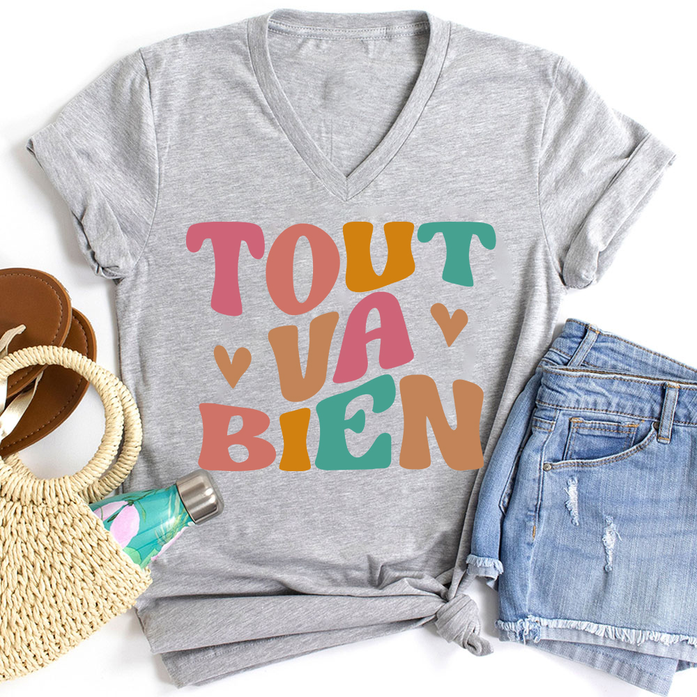 Tout Va Bien French Teacher Female V-Neck T-Shirt