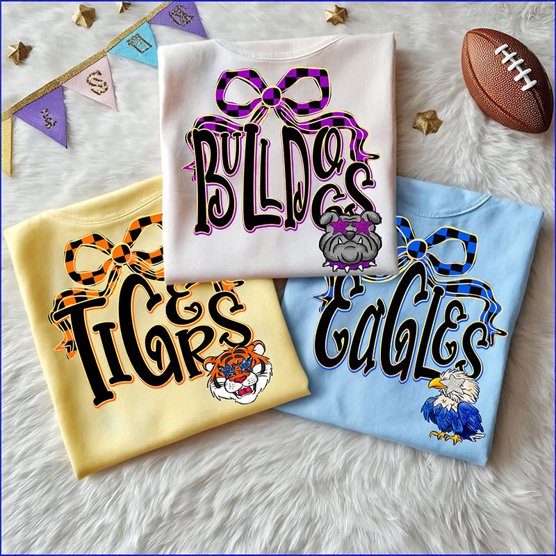 Personalized Mascot Coquette Checkerboard Bow Teacher T-Shirt