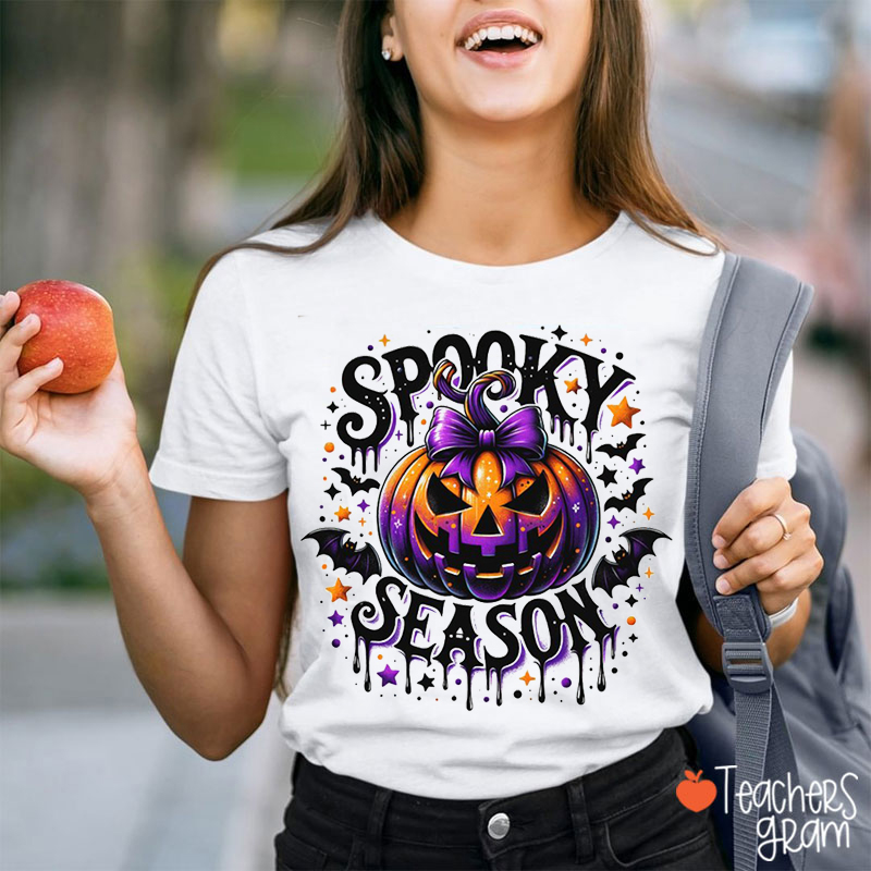Spooky Season Scary Pumpkin Teacher T-Shirt