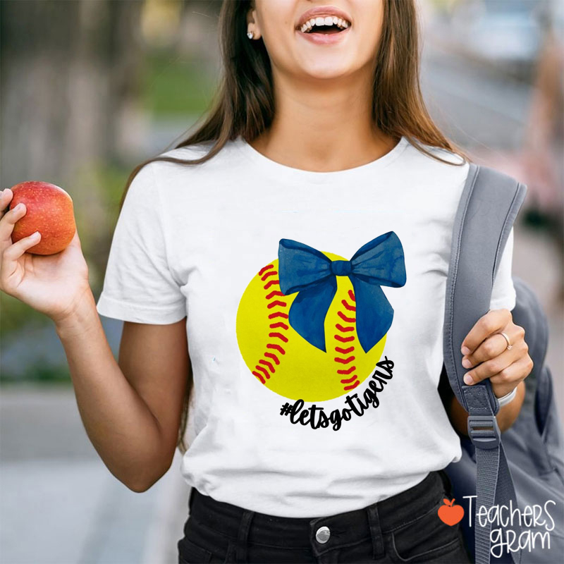 Personalized Sport And Text Coquette Bow Game Day Teacher T-Shirt