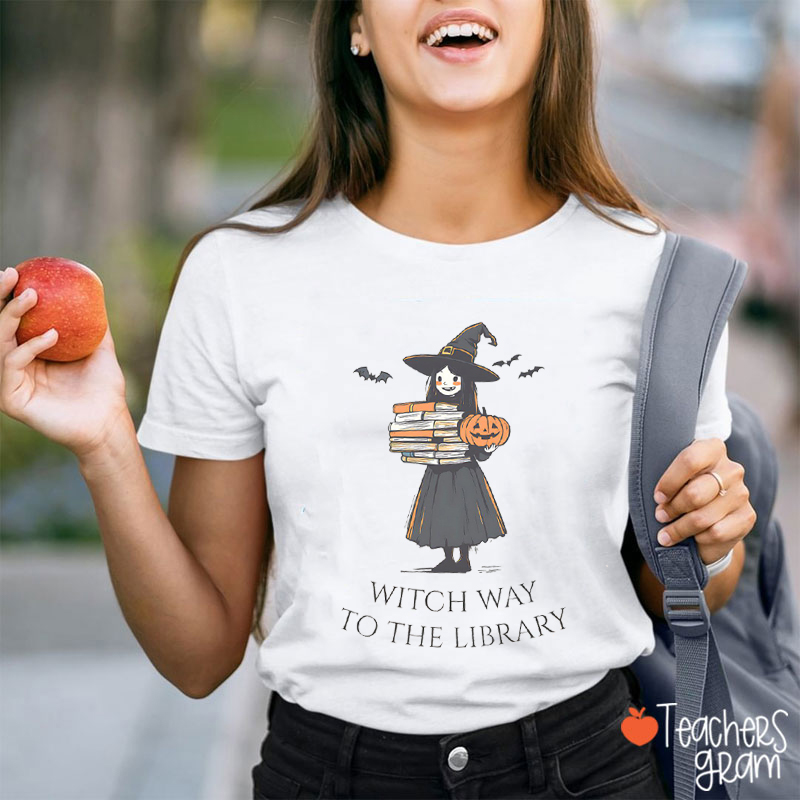 Personalized Witch Way To The Library Teacher T-Shirt