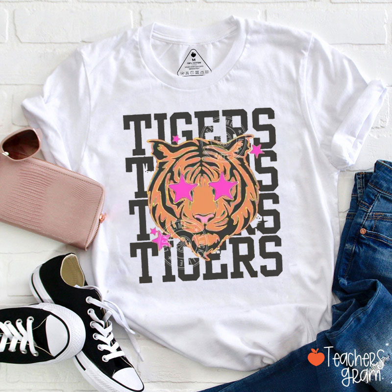 Personalized Mascot School Spirit Star Eyes Teacher T-Shirt