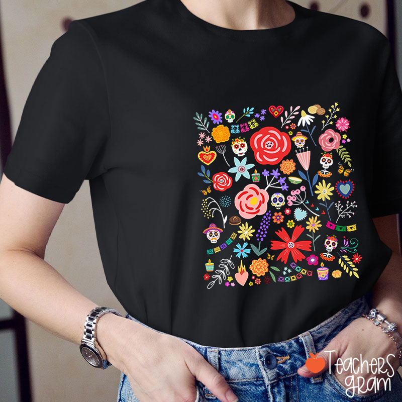Dia De Los Muertos Mexican Art Spanish Teacher T-Shirt