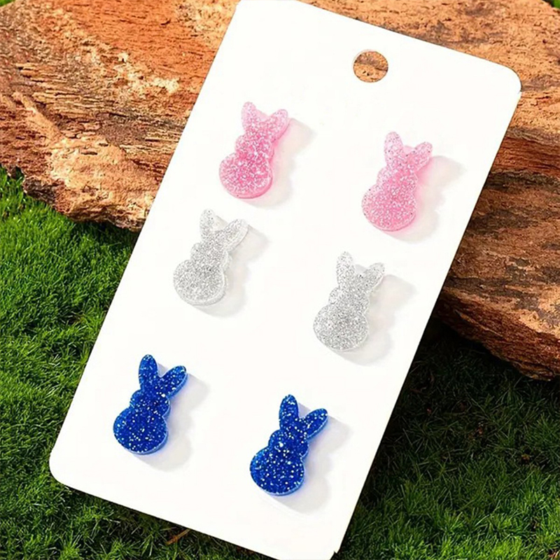 3 PCS Bunny Easter Stud Teacher Acrylic Earrings
