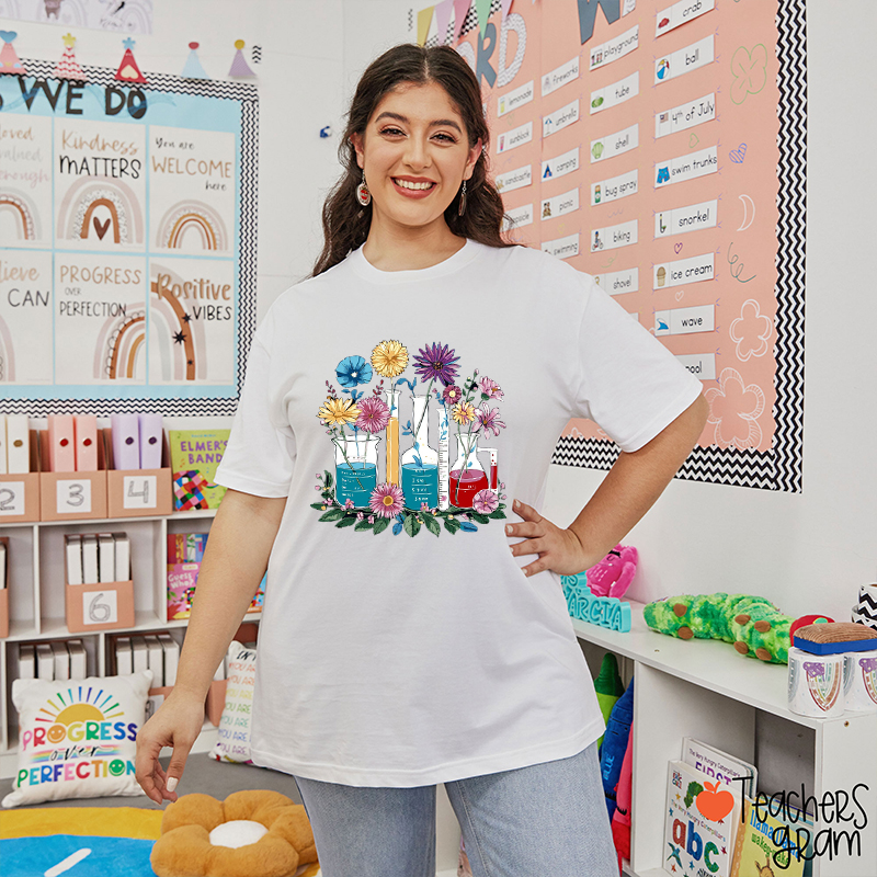 Preppy Style Floral Science Teacher T-Shirt