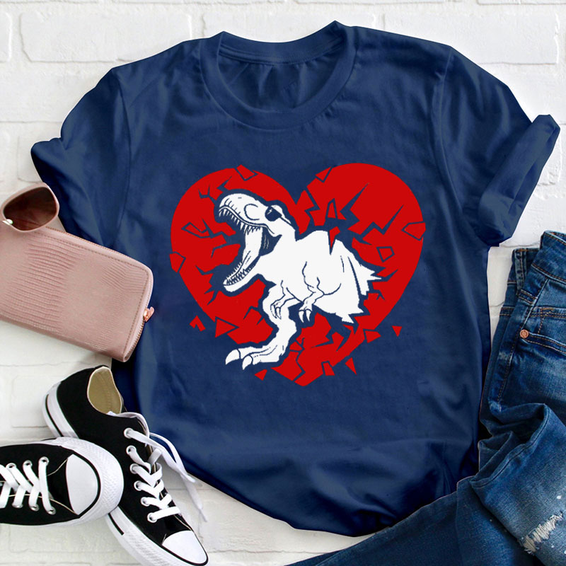 Dinosaur Valentine Teacher T-Shirt