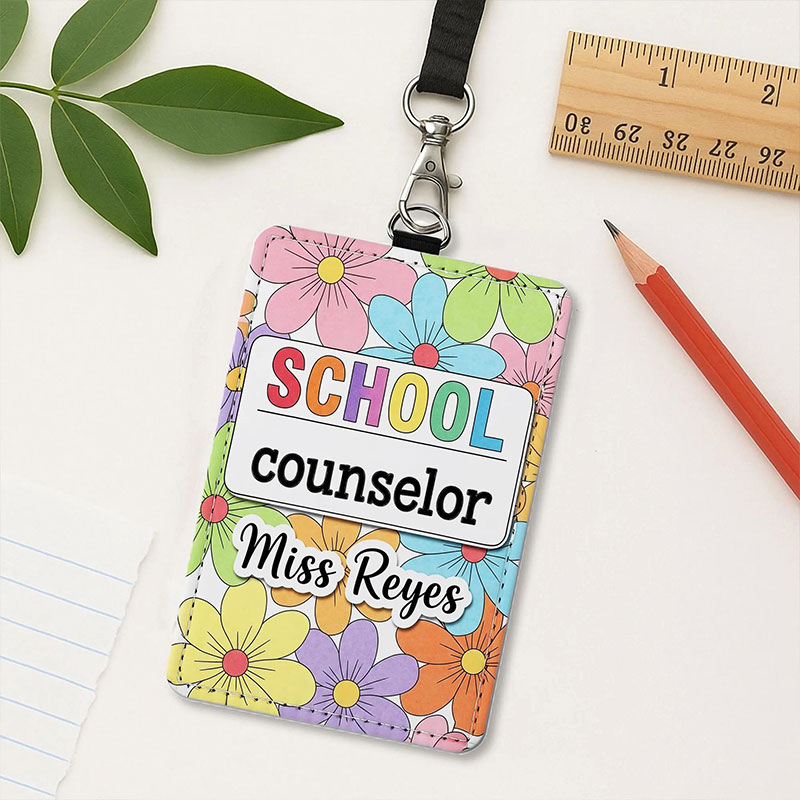 Personalized Colorful Flower Teacher Card Holder