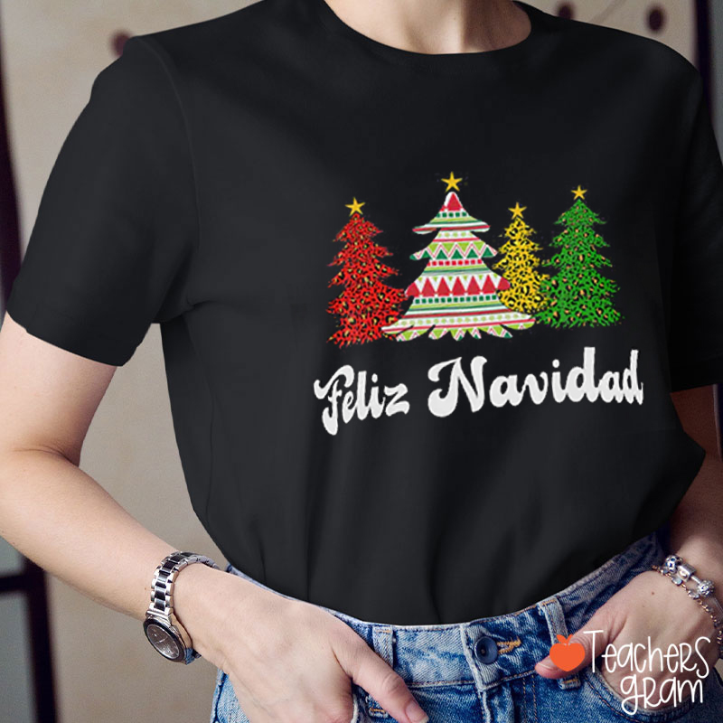 Feliz Navidad Mexican Style Christmas Tree Spanish Teacher T-Shirt