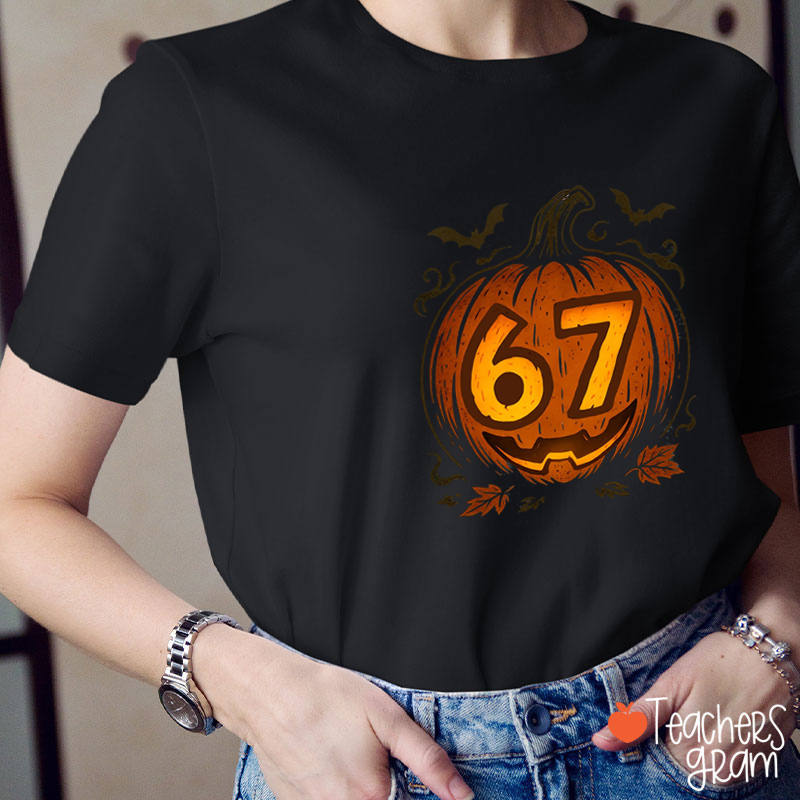 67 Pumpkin Halloween Teacher T-Shirt