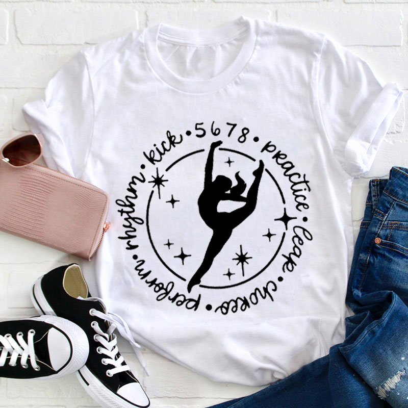 Ballet Dancer Leaping Silhouette Teacher T-Shirt