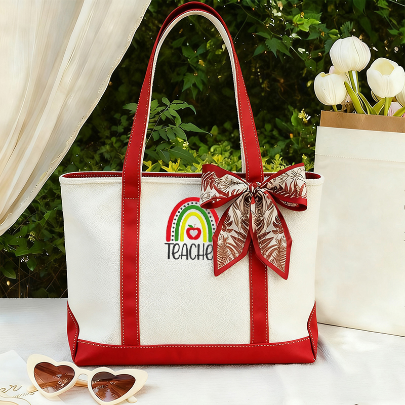 Colorful Rainbow Colorful Teacher Life Teacher Canvas Tote Bag