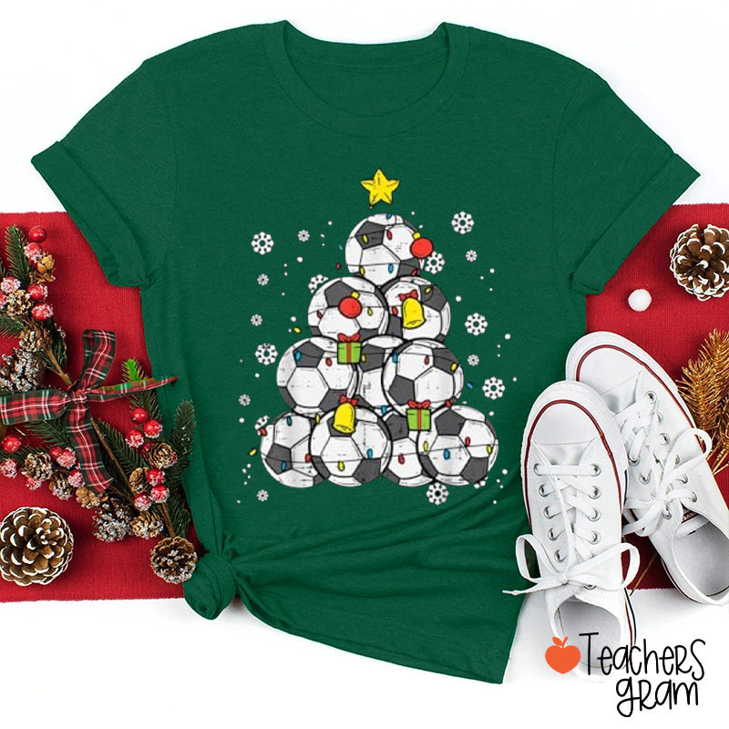 Loving Football Christmas Tree Teacher T-Shirt