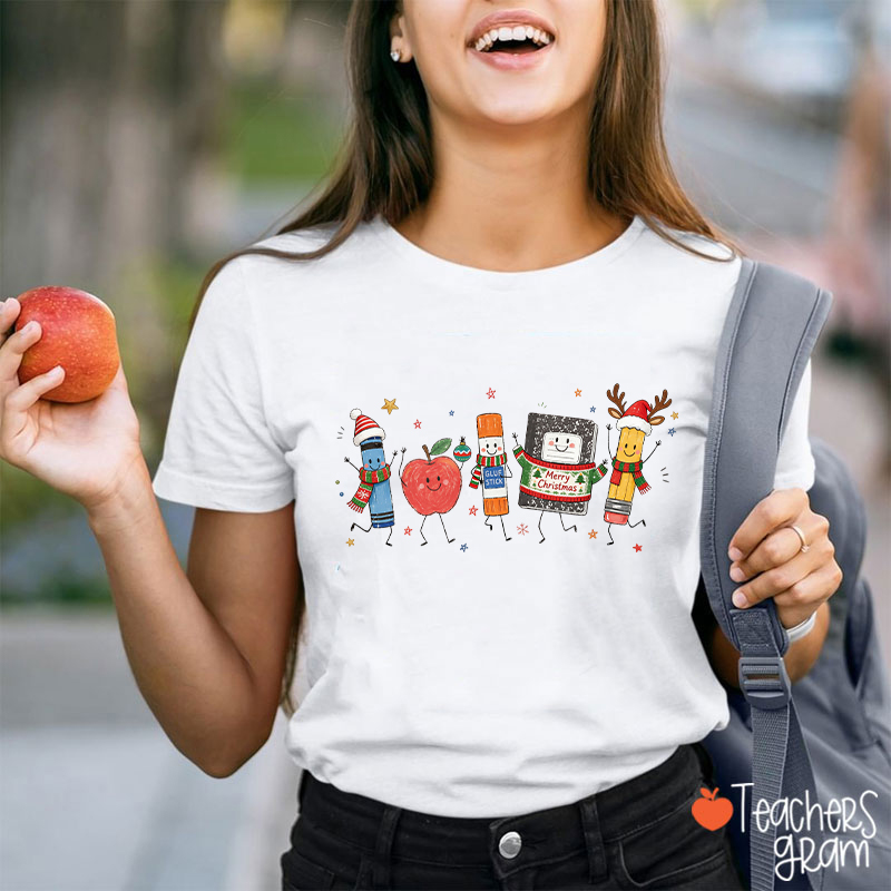 School Supplies Christmas Crew Teacher T-Shirt