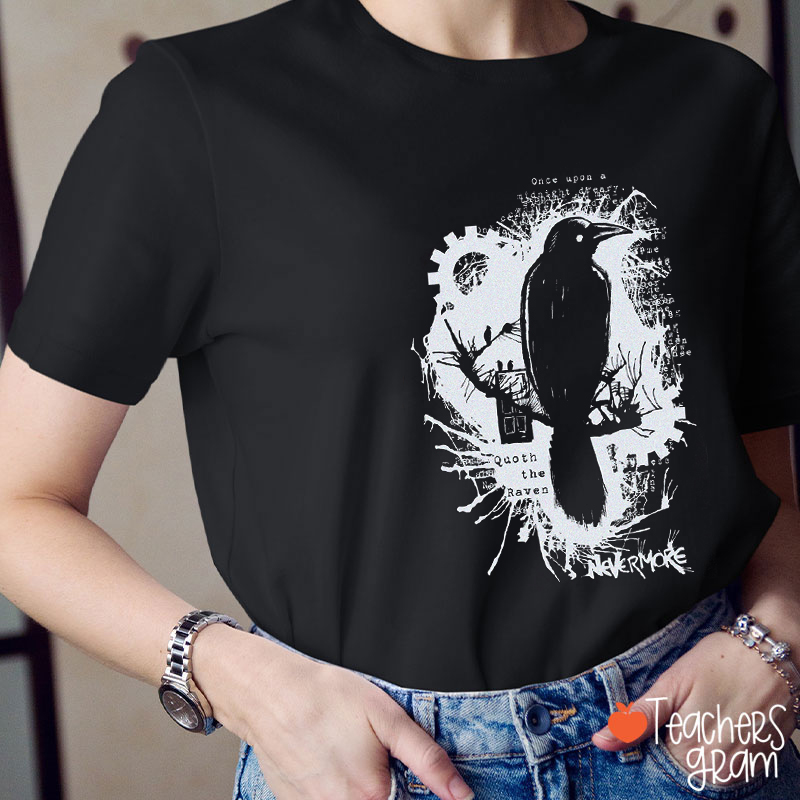 Nevermore Raven Halloween Teacher T-Shirt