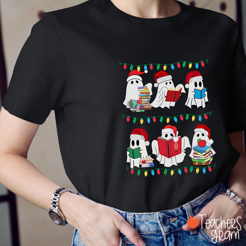 Reading Christmas Ghosts Teacher T-Shirt