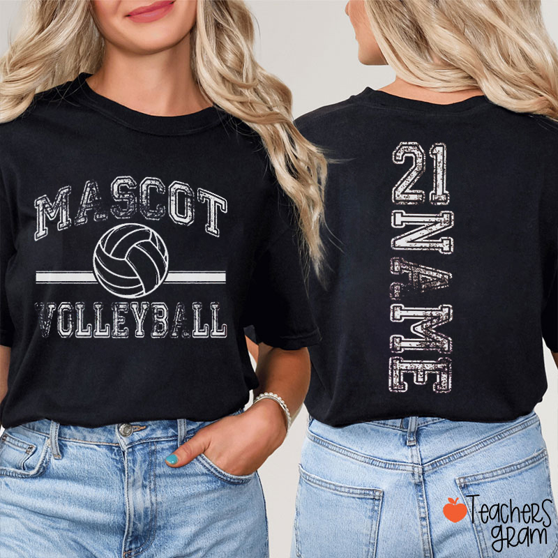 Personalized Mascot Vintage Sport Theme Teacher Two Sided T-Shirt