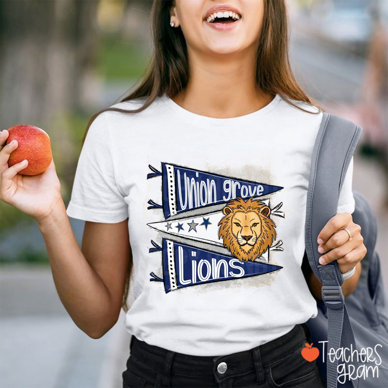 Personalized Mascot Pennant School Spirit Teacher T-Shirt