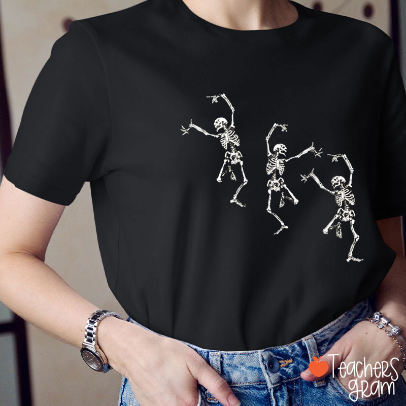 Gothic Dancing Skeleton Halloween Teacher T-Shirt