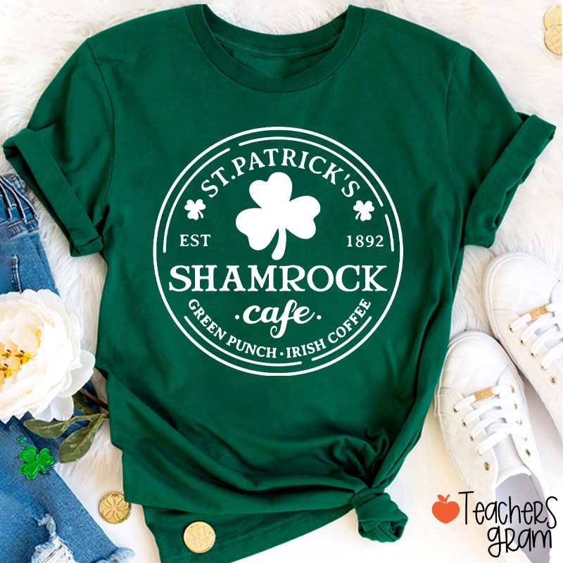 Saint Patrick's Shamrock Cafe Teacher T-Shirt