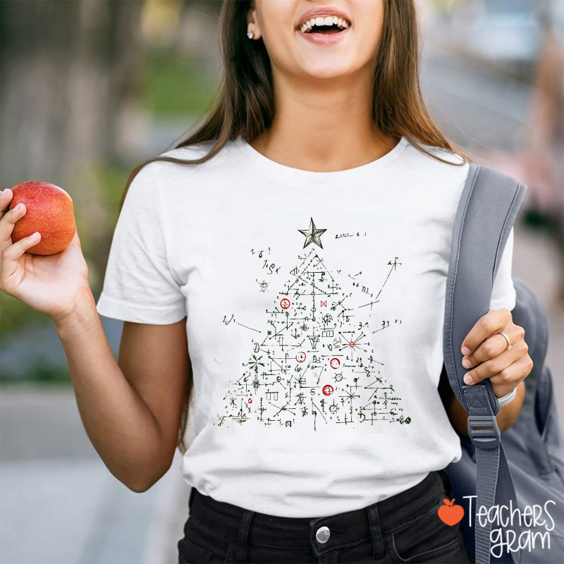 Unique Graphic Math Christmas Tree Teacher T-Shirt