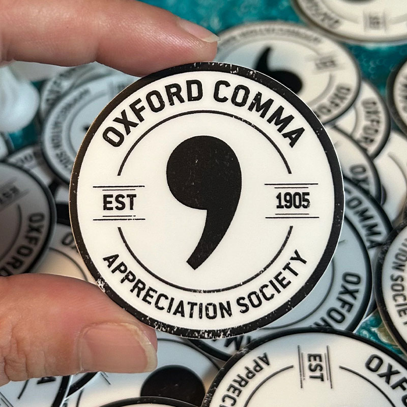 Oxford Comma Appreciation Society Teacher Stickers