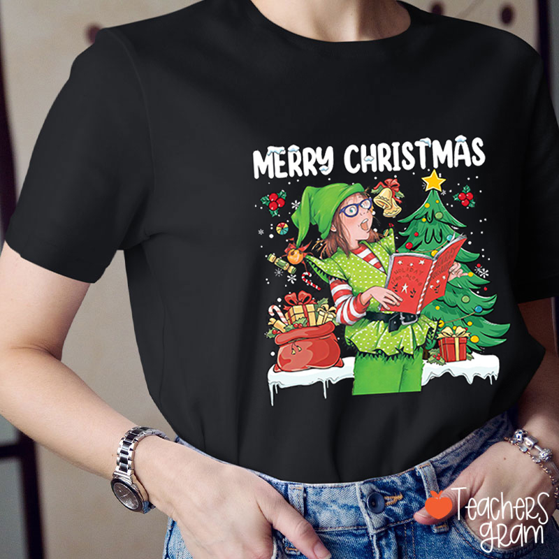 Merry Christmas Children's Books Teacher T-Shirt