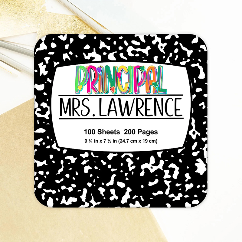 Personalized Name Black And White Spots Teacher Coasters