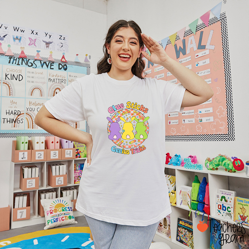 Glue Sticks Genius Tricks Teacher T-Shirt