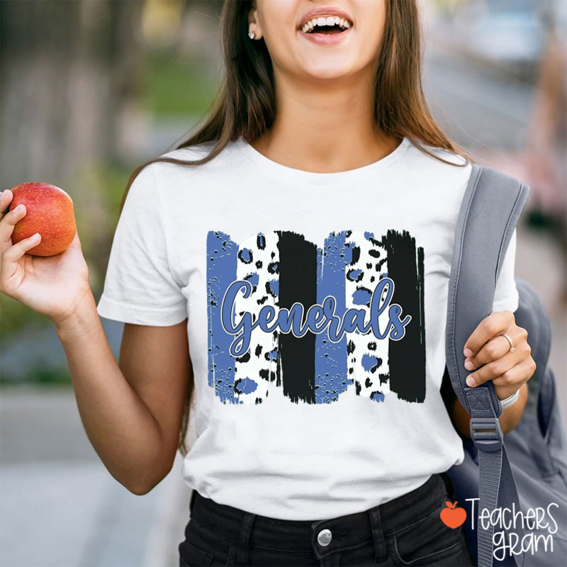 Personalized Mascot Leopard Brush Stroke Team Teacher T‑Shirt