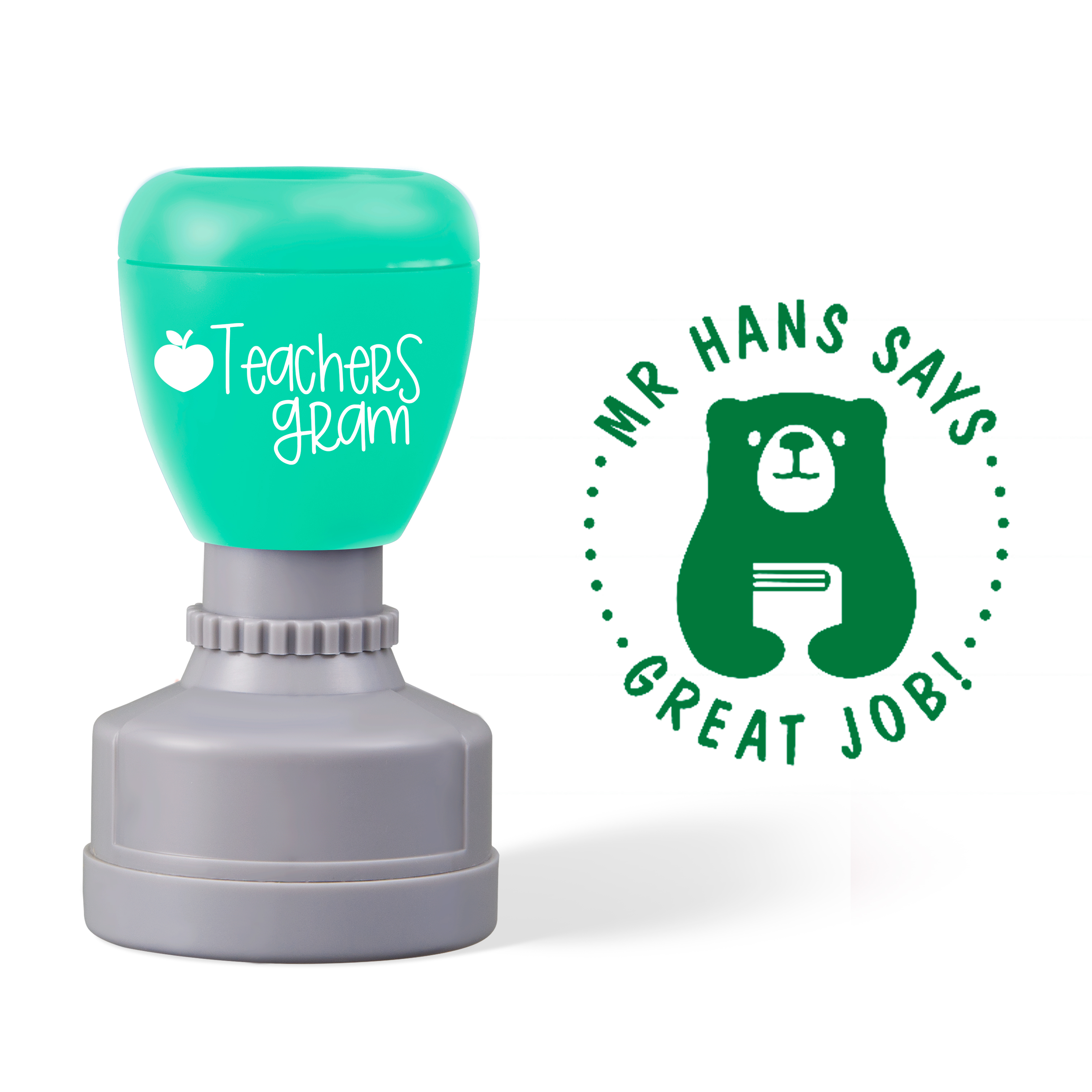 Personalized Name Great Job Bear Teacher Stamp