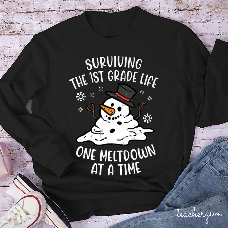Personalized Surviving The Teacher Life One Meltdown At A Time Teacher Long Sleeve T-Shirt