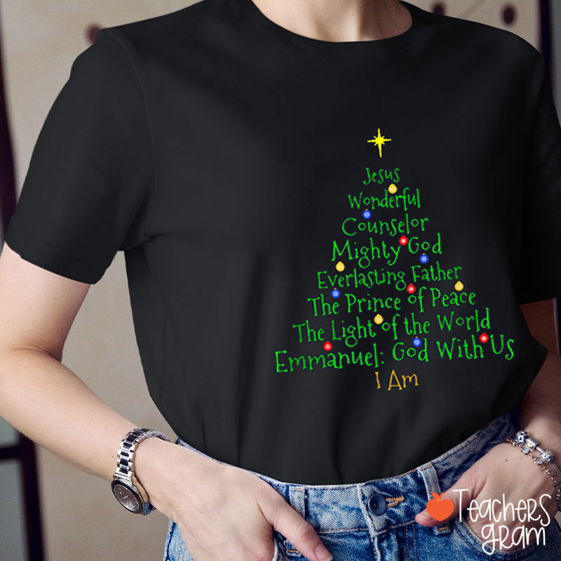 Jesus Wonderful Christmas Tree Teacher T-Shirt