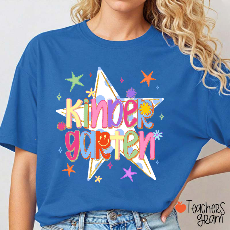Personalized Grade Colorful Star Doodle Teacher T Shirt