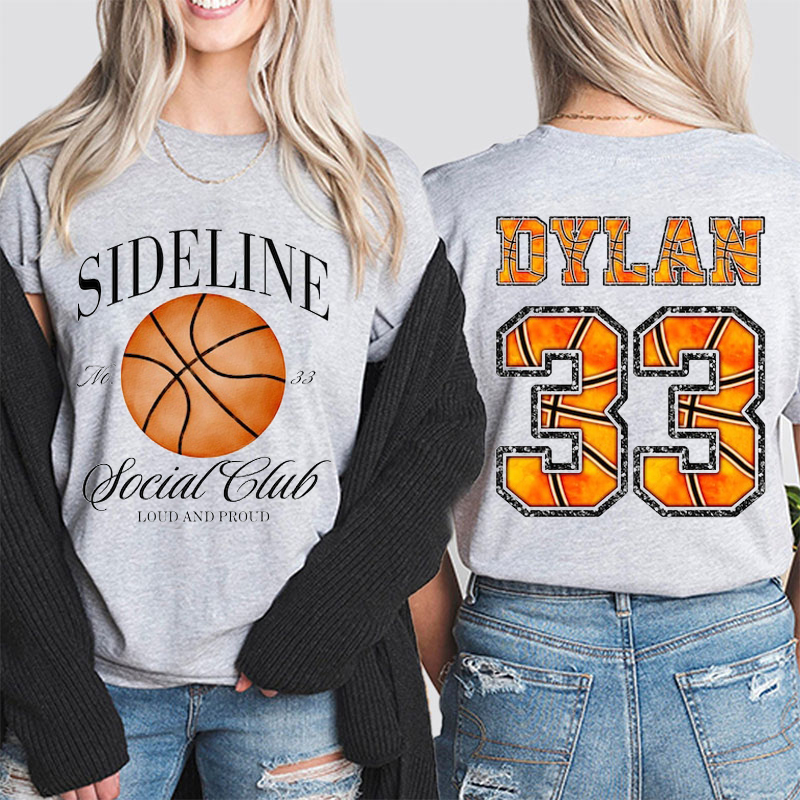 Personalized Sport Sideline Social Club Teacher Two Sided T-Shirt