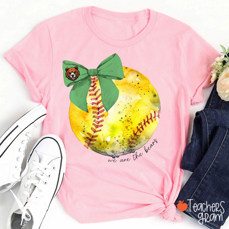 Personalized Name Mascot Coquette Bow Teacher T-Shirt