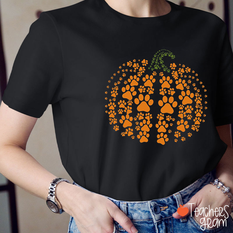 Paw Pumpkin Teacher T-Shirt