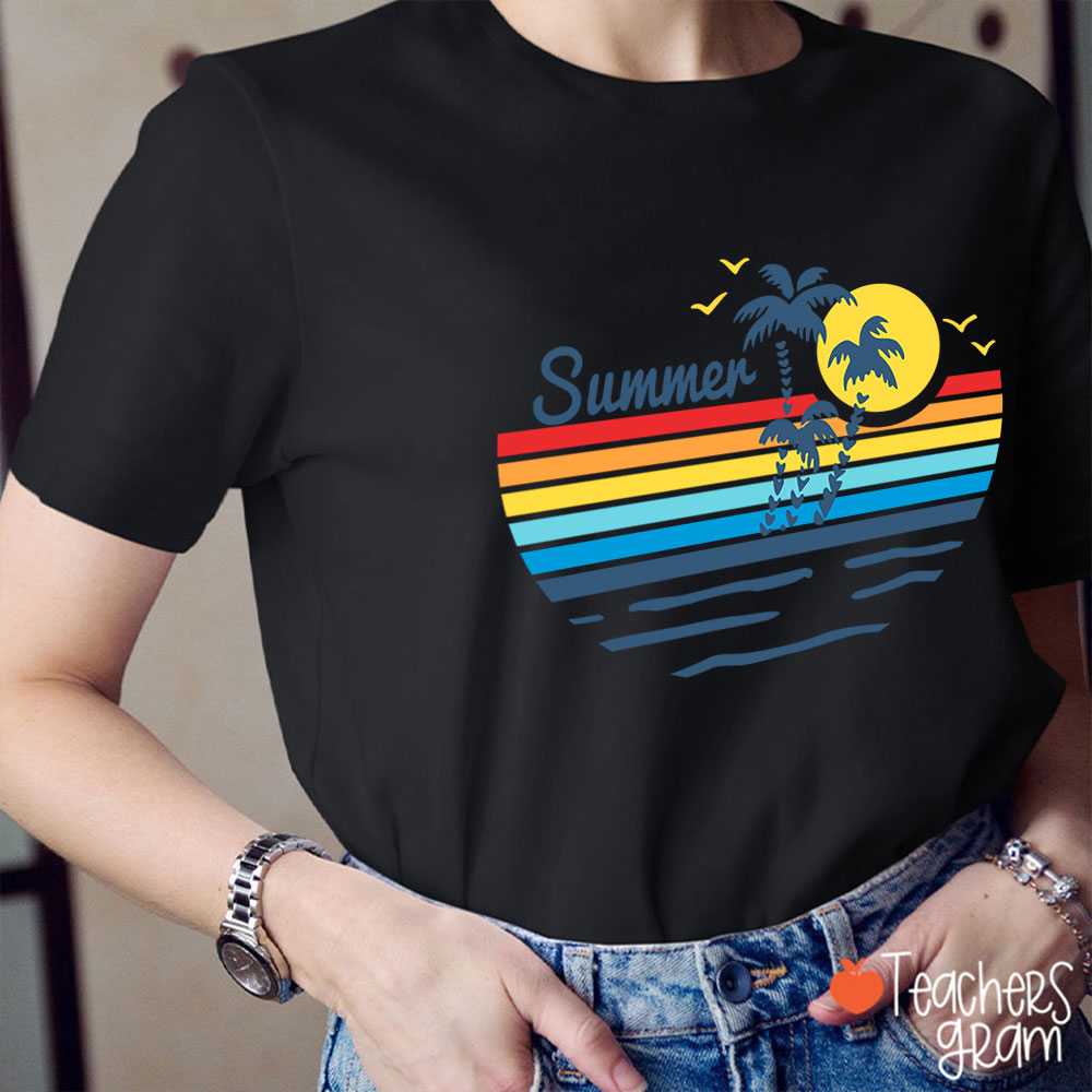Beachside Summer Vibes Teacher T-Shirt