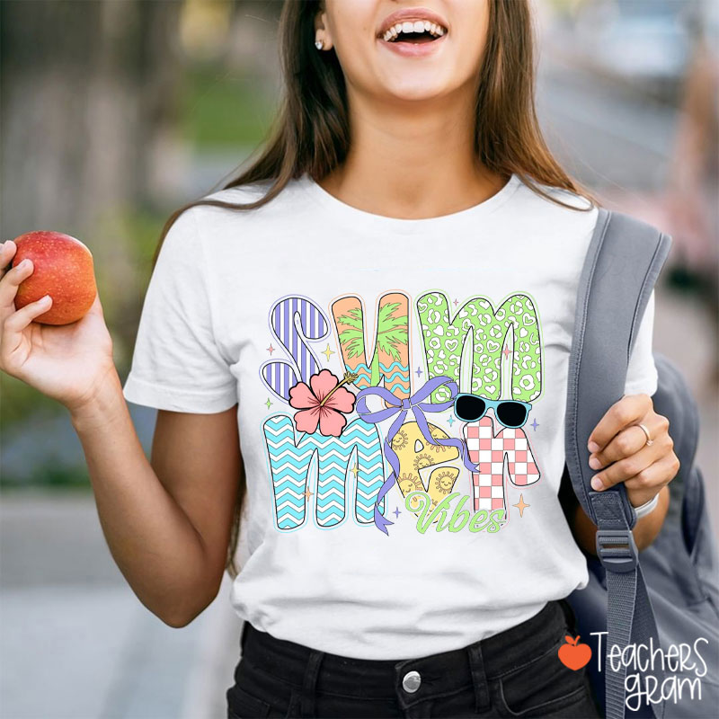 Bright Colors Summer Vibes Teacher T-Shirt