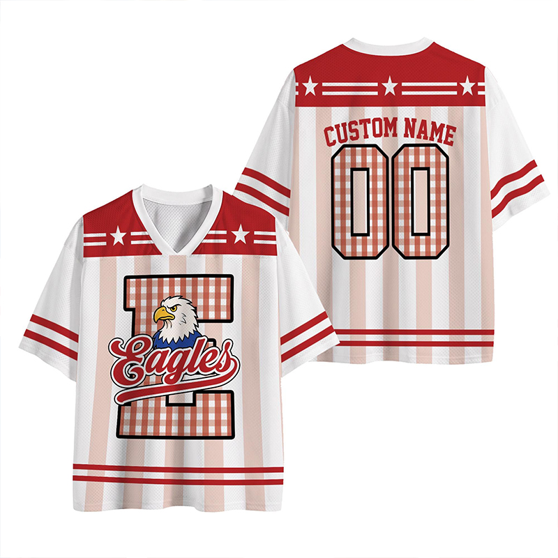 Personalized Mascot Plaid Letter Star Stripe Teacher Mesh Jersey