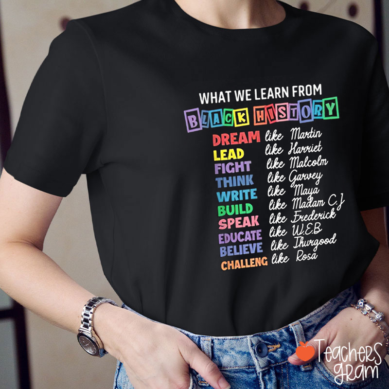 What We Learn From Black History Teacher T-Shirt