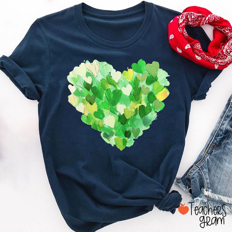 Saint Patrick's Day Heart Brushstroke Teacher T-Shirt
