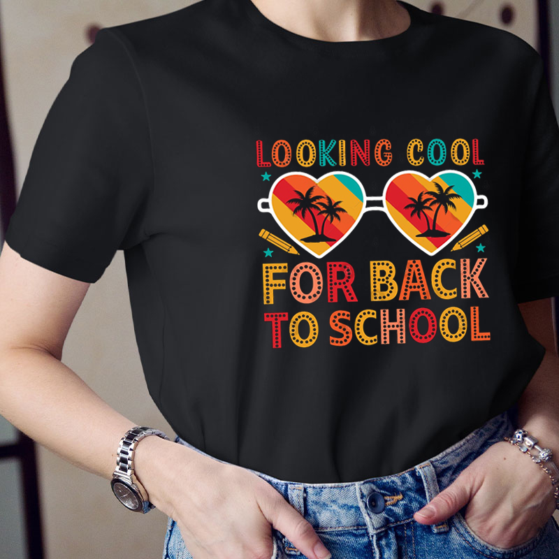 Looking Cool For Back To School Coconut Tree Sunglasses Teacher T-Shirt