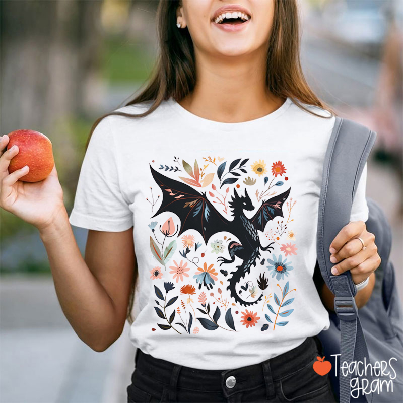 Abraxos Fantasy Dragon Book Lover Teacher T-Shirt