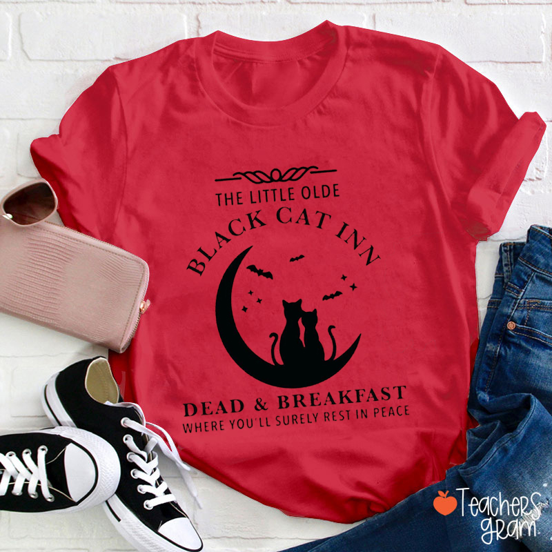 Black Cat Inn Halloween Teacher T-Shirt
