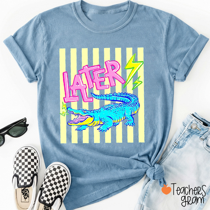 Personalized Striped Summer Anima Teacher T-Shirt