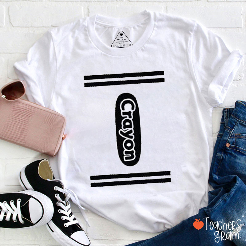 Personalized Crayon Halloween Teacher T-Shirt