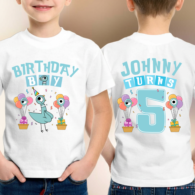 Personalized Birthday Pigeon Class Two Sided T-Shirt