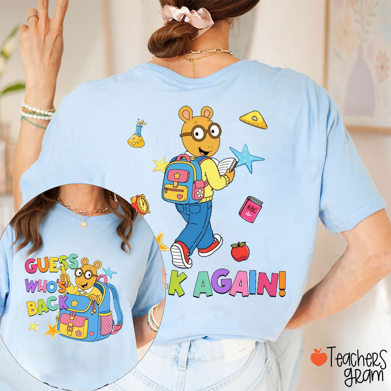 Cartoon School Character Backpack Teacher Two Sided T-Shirt