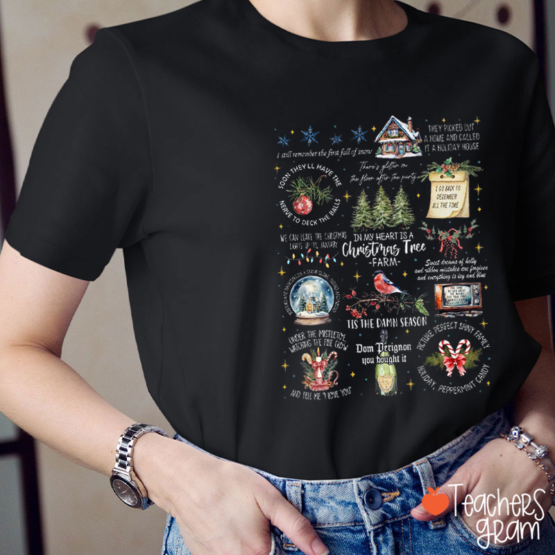 Christmas Lyrics Music Teacher T-Shirt