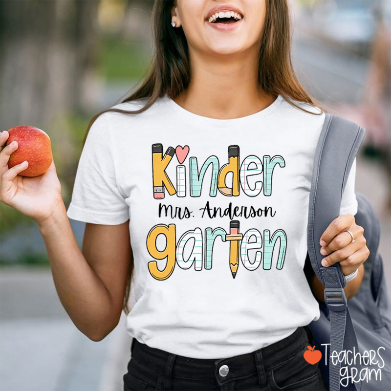 Personalized Name Pencil Teacher T-Shirt